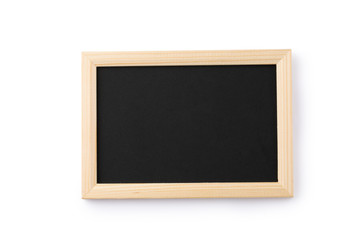 Chalkboard frame isolated on white. Top view. Space for text. 
