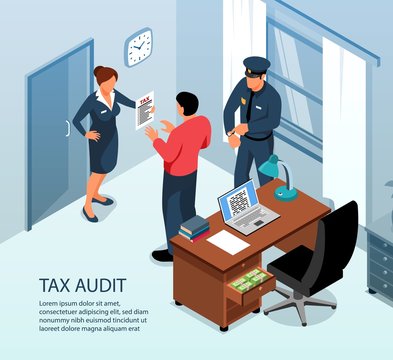 Tax Audit Isometric Composition 