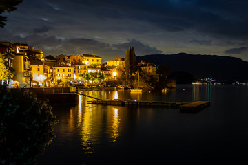 Fototapeta na wymiar Varenna after dusk, Lake Como, Italy