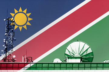 3D illustration Telecommunications in countries with the flag of Namibia