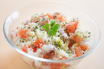 Traditional oriental salad Tabbouleh in bowl
