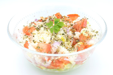 Traditional oriental salad Tabbouleh in bowl