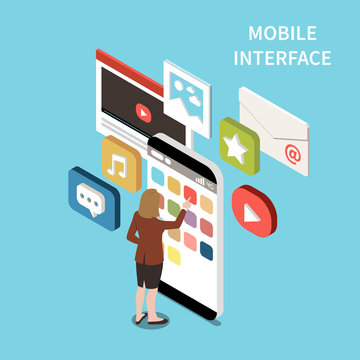 Mobile Interface Isometric Design Concept