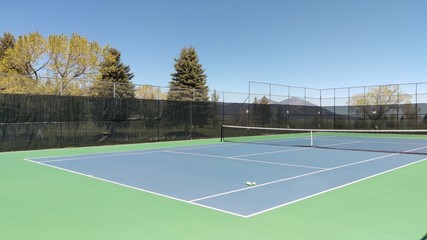 Blue Tennis Court Sunny Day