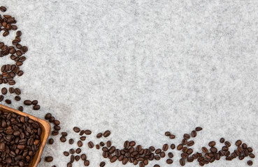 Roasted coffee beans with some copy space