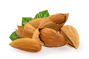 Almond nuts isolated on white background