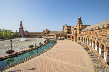 Fototapeta premium Panoramic view of the Plaza de España, Seville, Spain