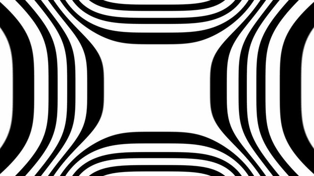 Abstract CGI motion background with expanding/collapsing black white concentric shapes (full HD 1920x1080 30fps).