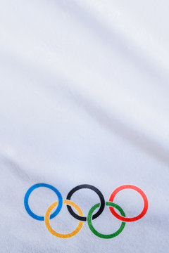 TOKYO, JAPAN, JANUARY. 20. 2020: Olympic Rings, White Edit Space