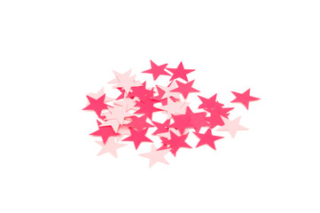 pink paper stars isolated on white background