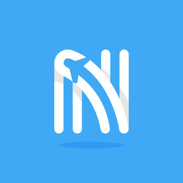N letter with plane and airline inside.