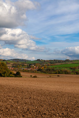 View of  spring landscape with cloudy sky. Czech Republic.