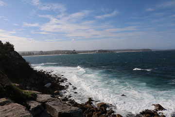 Fototapeta na wymiar Tasman Sea and Cabbage Tree Bay in Sydney, New South Wales Australia