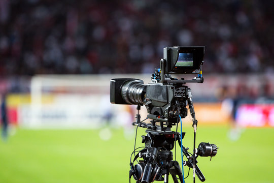 TV camera at the stadium during football matches