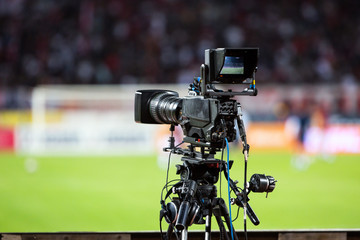TV camera at the stadium during football matches