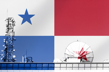 3D illustration Telecommunications in countries with the flag of Panama
