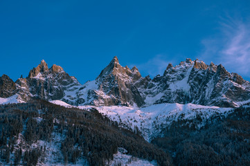 The Chamonix Aiguilles with a fresh coat of snow after a winter storm. - 316854263