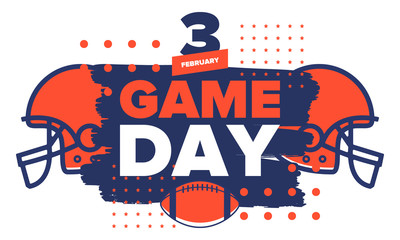 Game Day. American football playoff. Super Bowl Party in United States. Final game of regular season. Professional team championship. Ball for american football. Sport poster. Vector illustration © scoutori