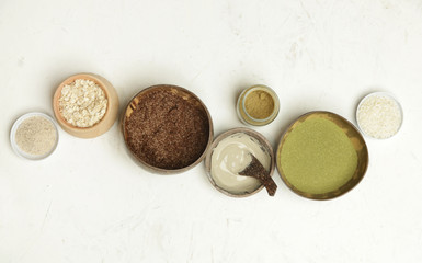 Homemade beauty products, DIY organic, toxic free, zero waste skin care cosmetic, home spa concept