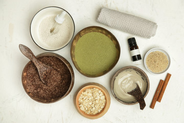 Homemade beauty products, DIY organic, toxic free, zero waste skin care cosmetic, home spa concept