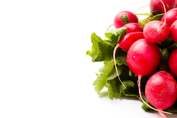Bunch of Radishes Isolated on White Background