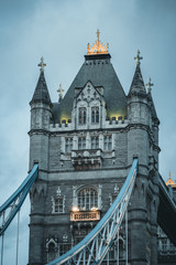 London England, view of Tower Bridge and the river Thames.