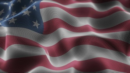 Closeup of a digital waving american flag looping - Powered by Adobe