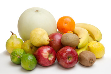Pile of Various Fruits isolated on White