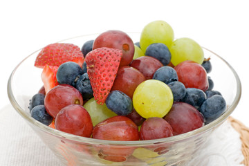 glass bowl of mixed fruit
