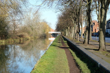 Urban canal and towpath scene