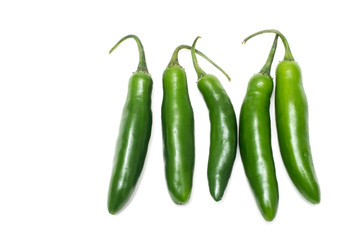 Serrano Chili Peppers Isolated on White