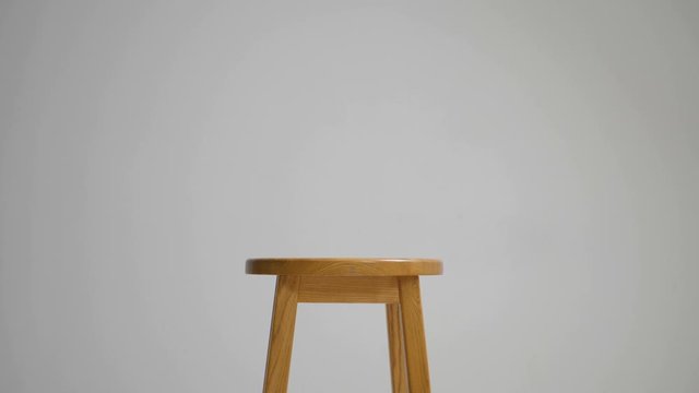 Wooden stool isolated on white background