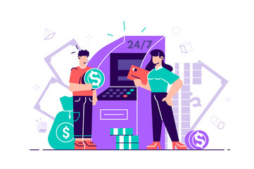 People near ATM machine