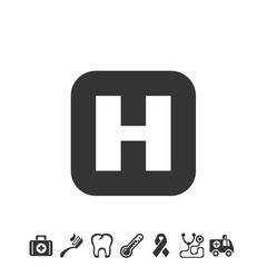hospital H icon vector illustration for website and graphic design