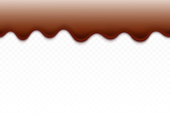 Dripping chocolate. Dripping Paint. Dripping liquid. Сhocolate flows. Current paint, stains. Current drops. Seamless dripping chocolate isolated on white background. Vector illustration. 