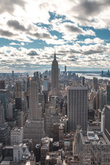 Fototapeta na wymiar New York, United States »; January 5, 2020: Top of the Rock in New York, beautiful view of the Empire State Building