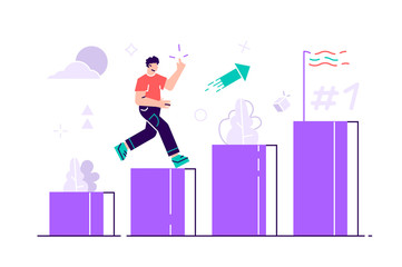 People run to their goal on the column