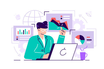 Female office workers are studying