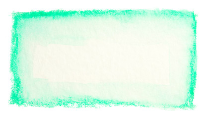 green on white background rectangle watercolor stain, hand-drawn with the texture of spreading paint.