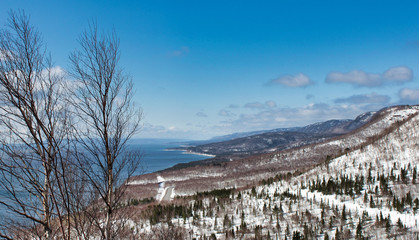 Fototapeta na wymiar Cape Breton Highlands National Park, Scenic lookouts at the Cabot Trail in Cape Breton, Nova Scotia