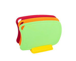 Set of colored cutting boards. Isolation on white background.
