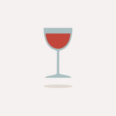 Wine glass. Icon with shadow on a beige background. Drink vector illustration