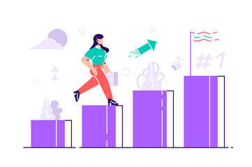 People run to their goal on the column