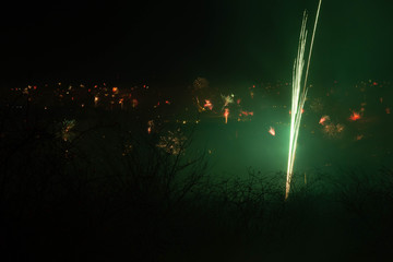 Night scene in Aachen am Haarberg in New Year's Eve 2020