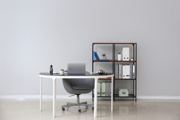 Interior of office with operating air conditioner