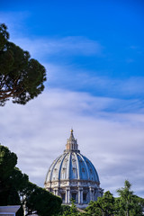Fototapeta na wymiar Vatican City - May 31, 2019 - St. Peter's Basilica and St. Peter's Square located in Vatican City near Rome, Italy.