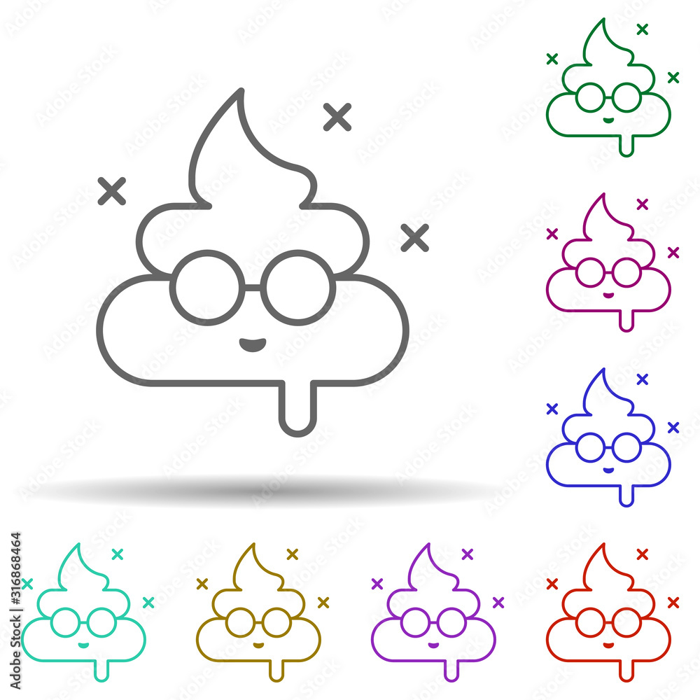Poster shit sunglasses in multi color style icon. simple thin line, outline vector of nasty icons for ui an