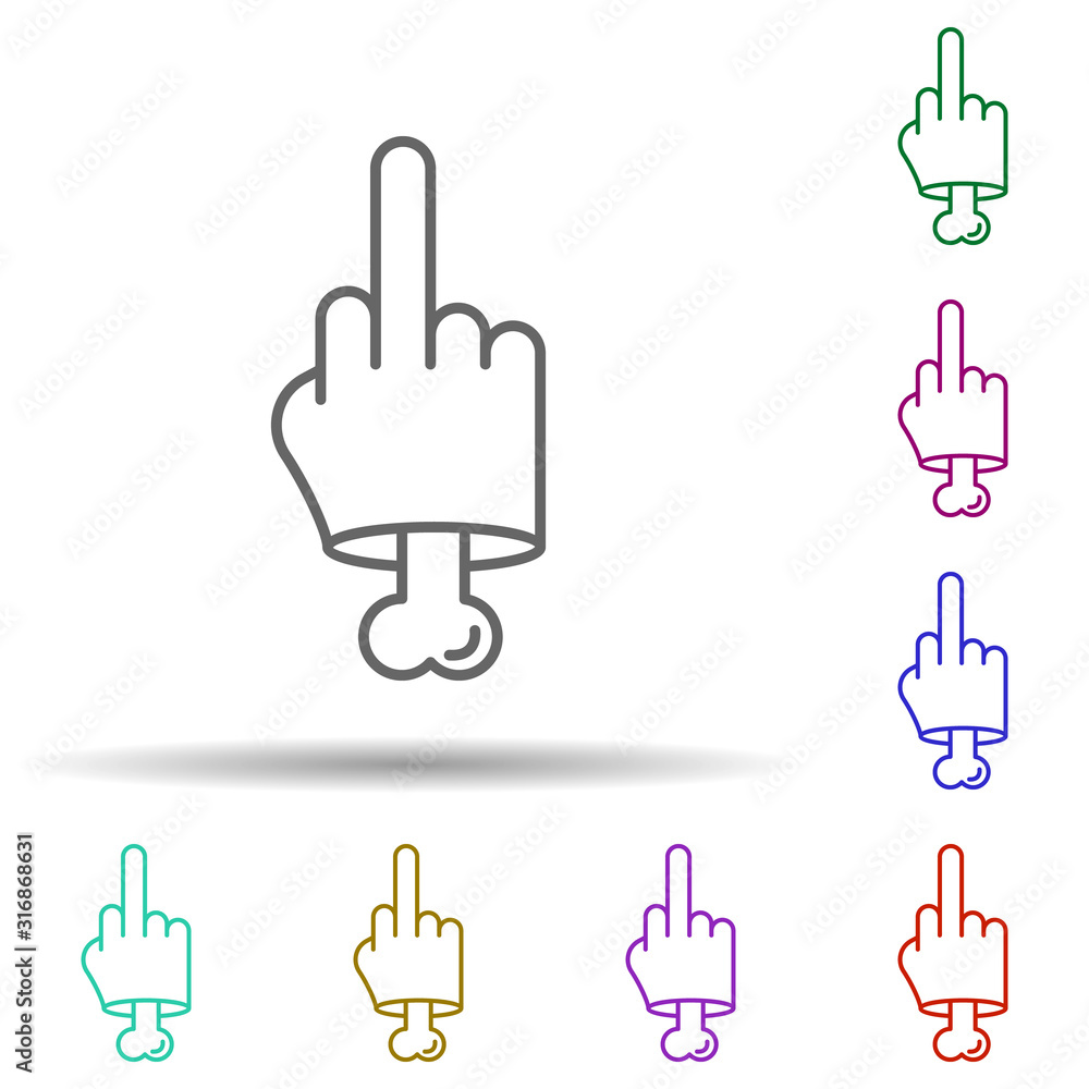 Aufkleber middle finger, nasty in multi color style icon. simple thin line, outline vector of nasty icons for 