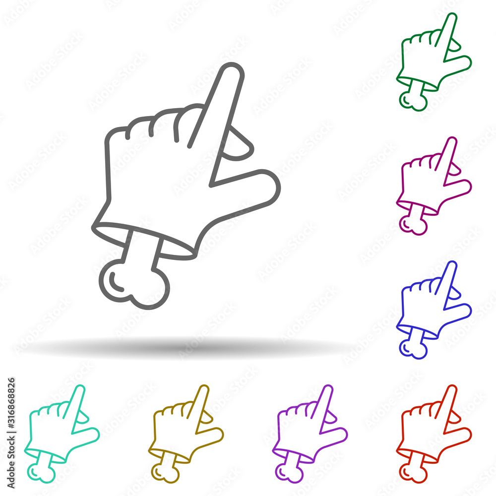 Aufkleber walk, finger, nasty in multi color style icon. simple thin line, outline vector of nasty icons for u