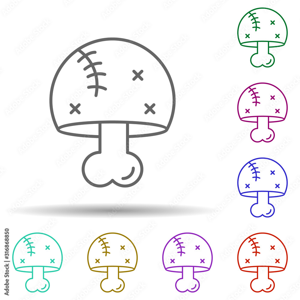 Poster dead, nasty, skull in multi color style icon. simple thin line, outline vector of nasty icons for ui